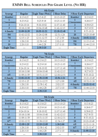 EMMS Bell Schedule Image